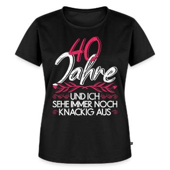 Vierzigster Geburtstag Geschenk 40 Damen - Frauen Premium Bio T-Shirt - Schwarz - Vorne - Selfina (174cm)