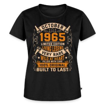 Birthday Legends 100% Original October 1965 - Frauen Premium Bio T-Shirt - Schwarz - Vorne - Selfina (174cm)