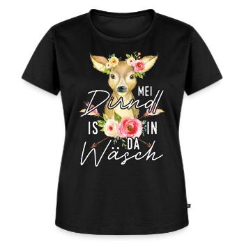 Ersatz Dirndl T-Shirt Trachtenshirt Damen - Frauen Premium Bio T-Shirt - Schwarz - Vorne - Selfina (174cm)
