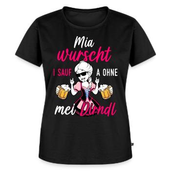 Trachtenshirt Damen Trachten T-Shirt Dirndl Saufen - Frauen Premium Bio T-Shirt - Schwarz - Vorne - Selfina (174cm)