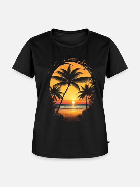 Sunset Beach - Frauen Premium Bio T-Shirt - Schwarz