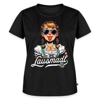 Kinder Lausmadl T-Shirt Tracht Damen Trachtenshirt - Frauen Premium Bio T-Shirt - Schwarz - Vorne - Selfina (174cm)