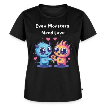 Even Monsters Need Love - Süße Monster - Women's Premium Organic T-shirt - black - Front - Selfina (174cm)