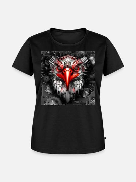 Steampunk Retro Style Adler - Frauen Premium Bio T-Shirt - Schwarz