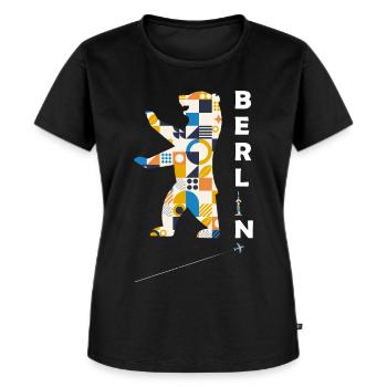 Berliner Bär Hauptstadt Deutschland - Frauen Premium Bio T-Shirt - Schwarz - Vorne - Selfina (174cm)