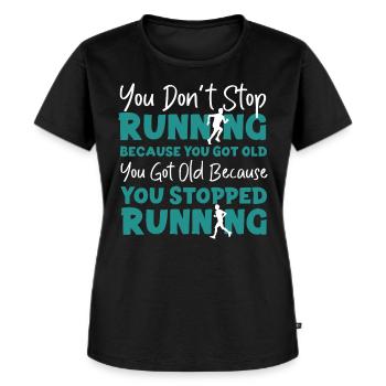 Running Runner Half Marathon - Frauen Premium Bio T-Shirt - Schwarz - Vorne - Selfina (174cm)