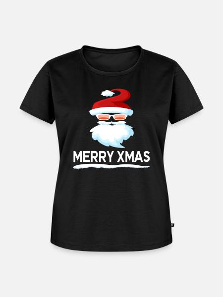 weihnachtsmann merry xmas grinsen - Frauen Premium Bio T-Shirt - Schwarz