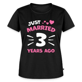 3. Hochzeitstag Ehepaar Geschenk - Frauen Premium Bio T-Shirt - Schwarz - Vorne - Selfina (174cm)