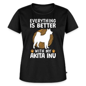 Alles besser mit Akita Inu japanischer Spitz - Frauen Premium Bio T-Shirt - Schwarz - Vorne - Selfina (174cm)