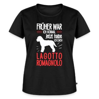Lagotto Romagnolo früher normal Trüffelhund - Frauen Premium Bio T-Shirt - Schwarz - Vorne - Selfina (174cm)