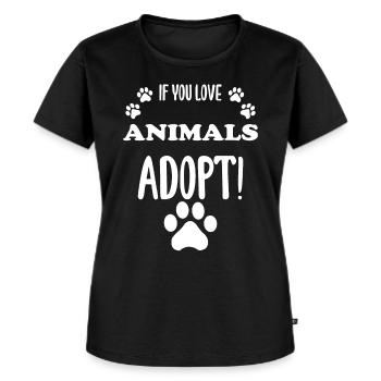 adoptiert Haustiere aus dem Tierheim - Frauen Premium Bio T-Shirt - Schwarz - Vorne - Selfina (174cm)