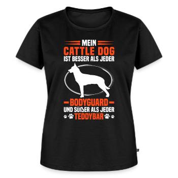 Australian Cattle Dog besser als Bodyguard - Frauen Premium Bio T-Shirt - Schwarz - Vorne - Selfina (174cm)