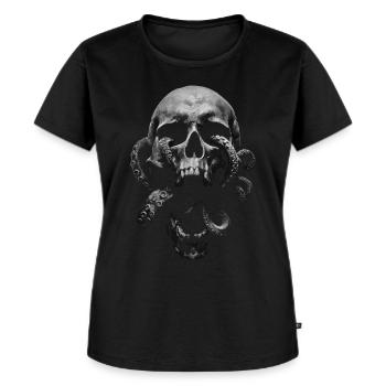 Totenschädel mit Tentakeln – düstere Gothic Kunst - Frauen Premium Bio T-Shirt - Schwarz - Vorne - Selfina (174cm)