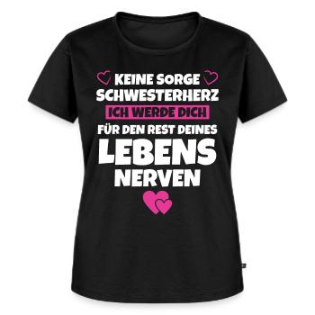 Schwesterherz Geschenkidee Beste Schwester - Frauen Premium Bio T-Shirt - Schwarz - Vorne - Selfina (174cm)