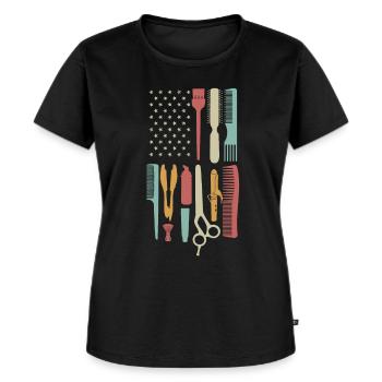 Retro Hairdresser Barber Salon - Women's Premium Organic T-shirt - black - Front - Selfina (174cm)