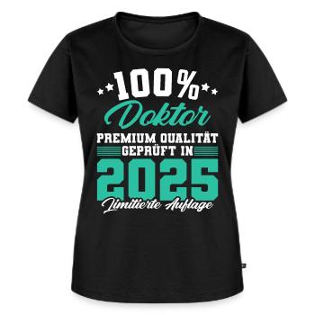 Doktor 2025 Doktorand Promotion Dissertation - Frauen Premium Bio T-Shirt - Schwarz - Vorne - Selfina (174cm)