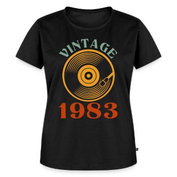 39e anniversaire né en 1983 - T-shirt Premium bio Femme - noir - Devant - Selfina (174cm)