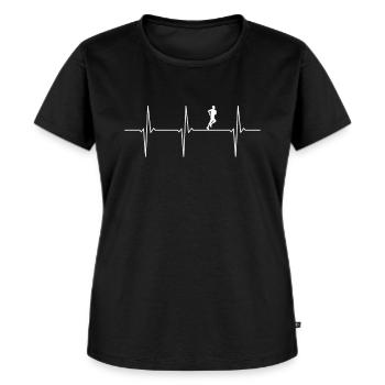 Laufen EKG Herzschlag Jogger Läufer - Frauen Premium Bio T-Shirt - Schwarz - Vorne - Selfina (174cm)