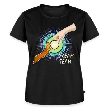 Hundepfote Menschenarm Dream Team - Frauen Premium Bio T-Shirt - Schwarz - Vorne - Selfina (174cm)