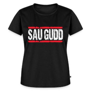 SauGudd Saarland Saarländer Saarländisch - Frauen Premium Bio T-Shirt - Schwarz - Vorne - Selfina (174cm)