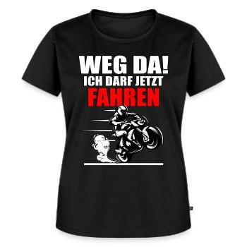 Motorrad Führerschein Bestanden Weg Da! Geschenk - Frauen Premium Bio T-Shirt - Schwarz - Vorne - Selfina (174cm)