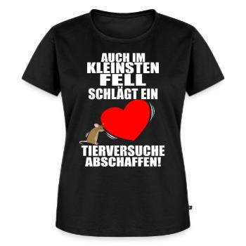 Tierversuche Abschaffen Im kleinsten Fell schlägt - Frauen Premium Bio T-Shirt - Schwarz - Vorne - Selfina (174cm)