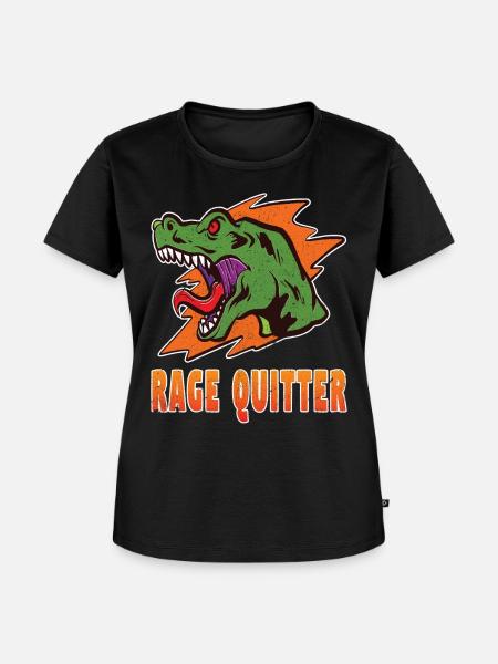 Gamer Rage Quit Dinosaurier - Frauen Premium Bio T-Shirt - Schwarz