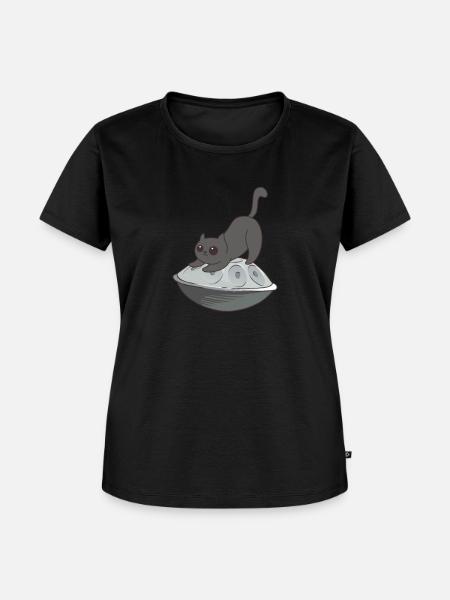 Handpan Katze Spieler Handpan - Frauen Premium Bio T-Shirt - Schwarz