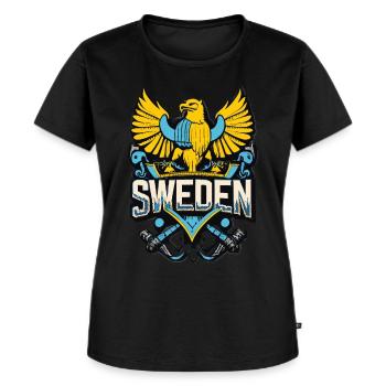 Stolz auf Schweden - Unser heroisches Wappen - Frauen Premium Bio T-Shirt - Schwarz - Vorne - Selfina (174cm)