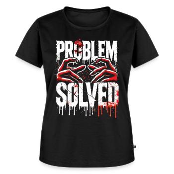 Schockierende Lösung - Problem Solved - Frauen Premium Bio T-Shirt - Schwarz - Vorne - Selfina (174cm)