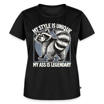Dicton laveur - Mon style est unique - T-shirt Premium bio Femme - noir - Devant - Selfina (174cm)