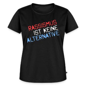 Rassismus ist keine Alternative - Frauen Premium Bio T-Shirt - Schwarz - Vorne - Selfina (174cm)