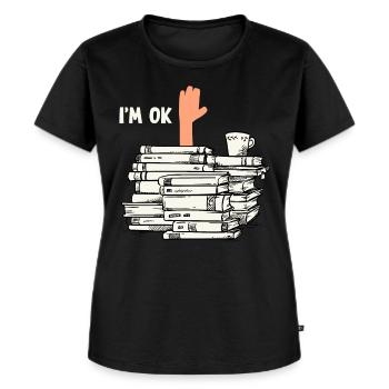 Lire des livres - T-shirt Premium bio Femme - noir - Devant - Selfina (174cm)