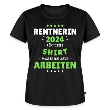 Rentnerin 2024 - Dafür musste ich lange Arbeiten! - Frauen Premium Bio T-Shirt - Schwarz - Vorne - Selfina (174cm)