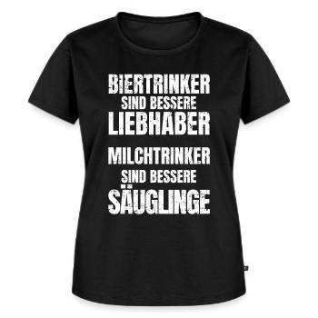 Biertrinker Liebhaber - Lustiger Feierabend Spruch - Frauen Premium Bio T-Shirt - Schwarz - Vorne - Selfina (174cm)