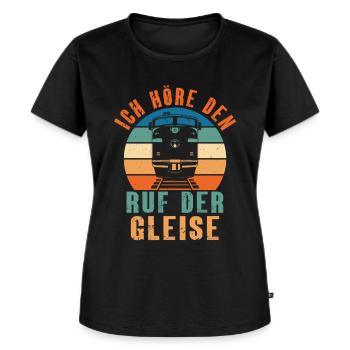 EISENBAHN ICH HÖRE DEN RUF DER GLEISE - Frauen Premium Bio T-Shirt - Schwarz - Vorne - Selfina (174cm)