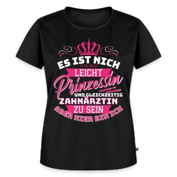 Princesse et dentiste - Collègue drôle - T-shirt Premium bio Femme - noir - Devant - Selfina (174cm)