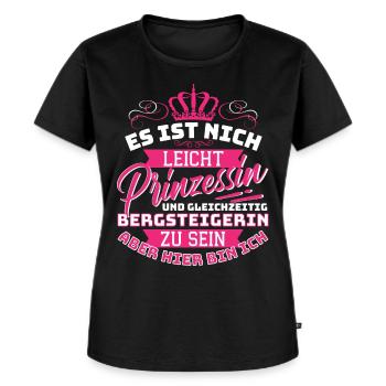 Prinzessin & Bergsteigerin - Cooles - Frauen Premium Bio T-Shirt - Schwarz - Vorne - Selfina (174cm)