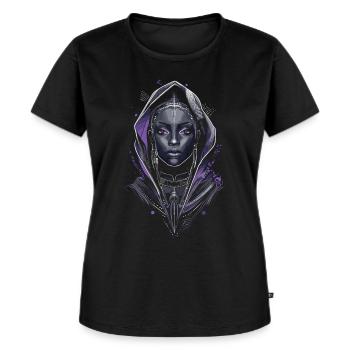 Afro Futuristisches Black History Month Kunstwerk - Frauen Premium Bio T-Shirt - Schwarz - Vorne - Selfina (174cm)