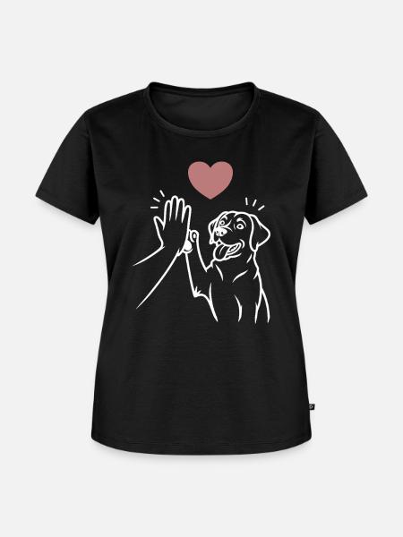 Labrador high five - Frauen Premium Bio T-Shirt - Schwarz