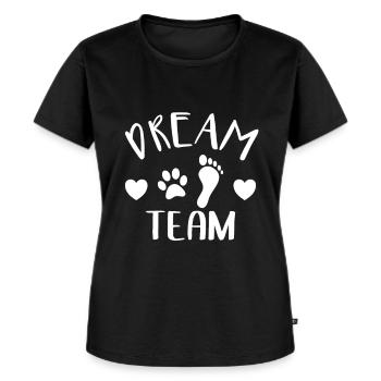 Dream Team Hunde und Mensche beste Partner - Frauen Premium Bio T-Shirt - Schwarz - Vorne - Selfina (174cm)