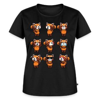 Panda roux Petit panda émoticône - T-shirt Premium bio Femme - noir - Devant - Selfina (174cm)