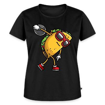 Taco Mit Sonnenbrille Wirft Diskus - Frauen Premium Bio T-Shirt - Schwarz - Vorne - Selfina (174cm)