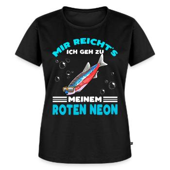 Red Neon Fish Farmer Fish Farming Fish Keeper - Women's Premium Organic T-shirt - black - Front - Selfina (174cm)