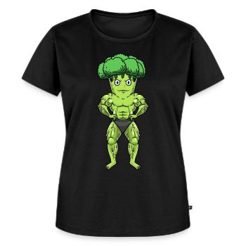 Brokkoli Fitness Fitnessstudio Motivation - Frauen Premium Bio T-Shirt - Schwarz - Vorne - Selfina (174cm)