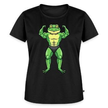 Frosch Fitness Fitnessstudio Motivation - Frauen Premium Bio T-Shirt - Schwarz - Vorne - Selfina (174cm)
