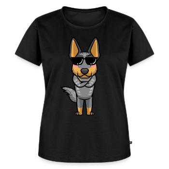 Émoticône Kawaii du bouvier australien Blue Heeler - T-shirt Premium bio Femme - noir - Devant - Selfina (174cm)