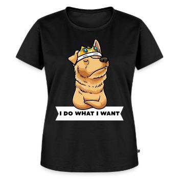 Perro Pastor Vasco Hund Mit Krone - Frauen Premium Bio T-Shirt - Schwarz - Vorne - Selfina (174cm)