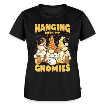 Hanging With My Gnomies - Frauen Premium Bio T-Shirt - Schwarz - Vorne - Selfina (174cm)