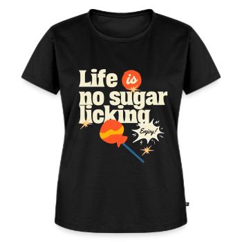 Sugarlicking Zuckerschlecken - Frauen Premium Bio T-Shirt - Schwarz - Vorne - Selfina (174cm)